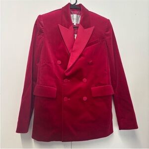 A.L.C Double Breast Velvet Velour Oversized Structured Blazer Jacket